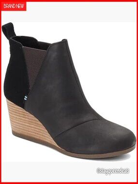 Leather Ankle Boots with Wedge Heel, Comfortable Support, True to Size